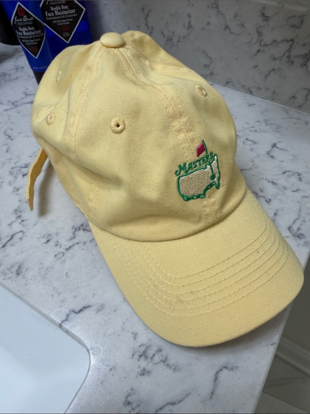 Masters Pale Yellow Golf Logo Cap with Green & Red Embroidery